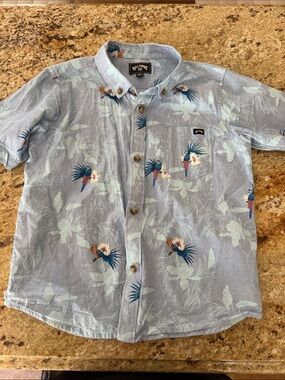Billabong Light Blue Parrot Print Button-Down Shirt